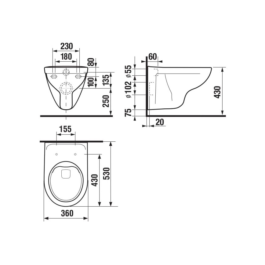 JIKA H8213840000001 - Sanita suspensa LYRA cerâmica/branco