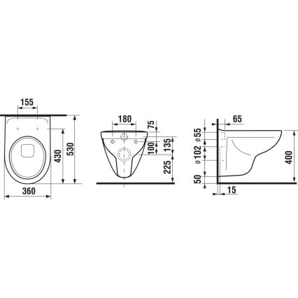 JIKA H8233800000001 - Sanita suspensa LYRA cerâmica/branco