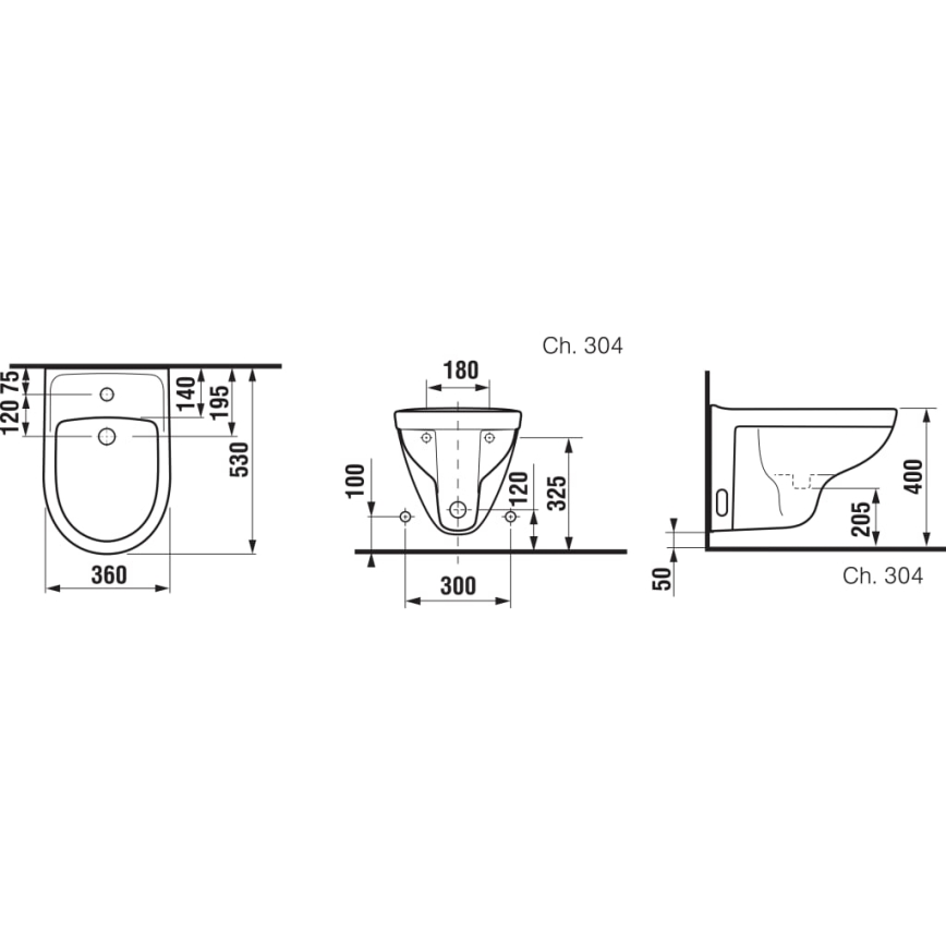 JIKA H8303810003021 - Bidé de parede LYRA cerâmica/branco