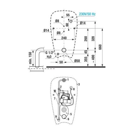 JIKA H8430700000001 - Urinol GOLEM entrada interna, descarga traseira cerâmica/branco