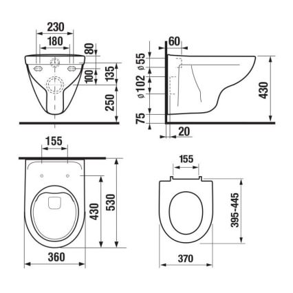 JIKA H8663840000001 - Sanita suspensa LYRA cerâmica/branca + assento sanitário SoftClose LYRA duroplástico/branco