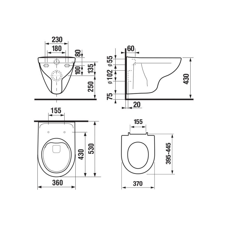 JIKA H8663840000001 - Sanita suspensa LYRA cerâmica/branca + assento sanitário SoftClose LYRA duroplástico/branco