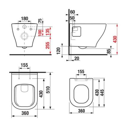 JIKA H8666160000001 - Sanita suspensa DEEP cerâmica/branca + Assento sanitário SoftClose DEEP duroplástico/branco