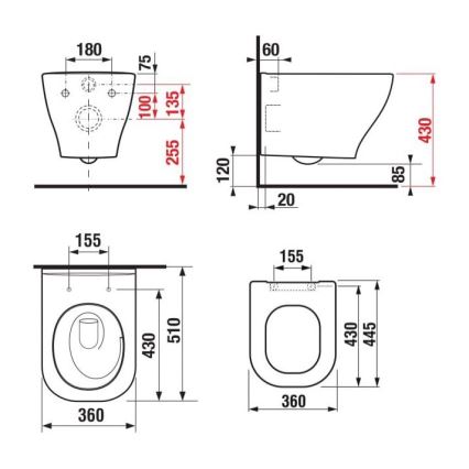 JIKA H8666180000001 - Sanita suspensa DEEP cerâmica/branco + Assento SoftClose DEEP duroplástico/branco