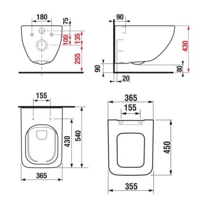 JIKA H8669540000001 - Vaso sanitário suspenso PURE cerâmica/branco + Assento sanitário SoftClose PURE duroplástico/branco