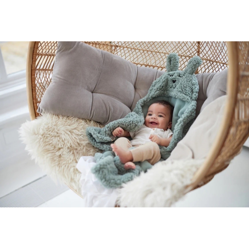 Jollein - Cobertor para envolver fleece Bunny 100x105 cm Ash Green