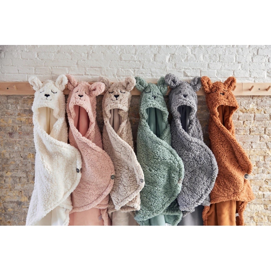 Jollein - Cobertor para envolver fleece Bunny 100x105 cm Ash Green