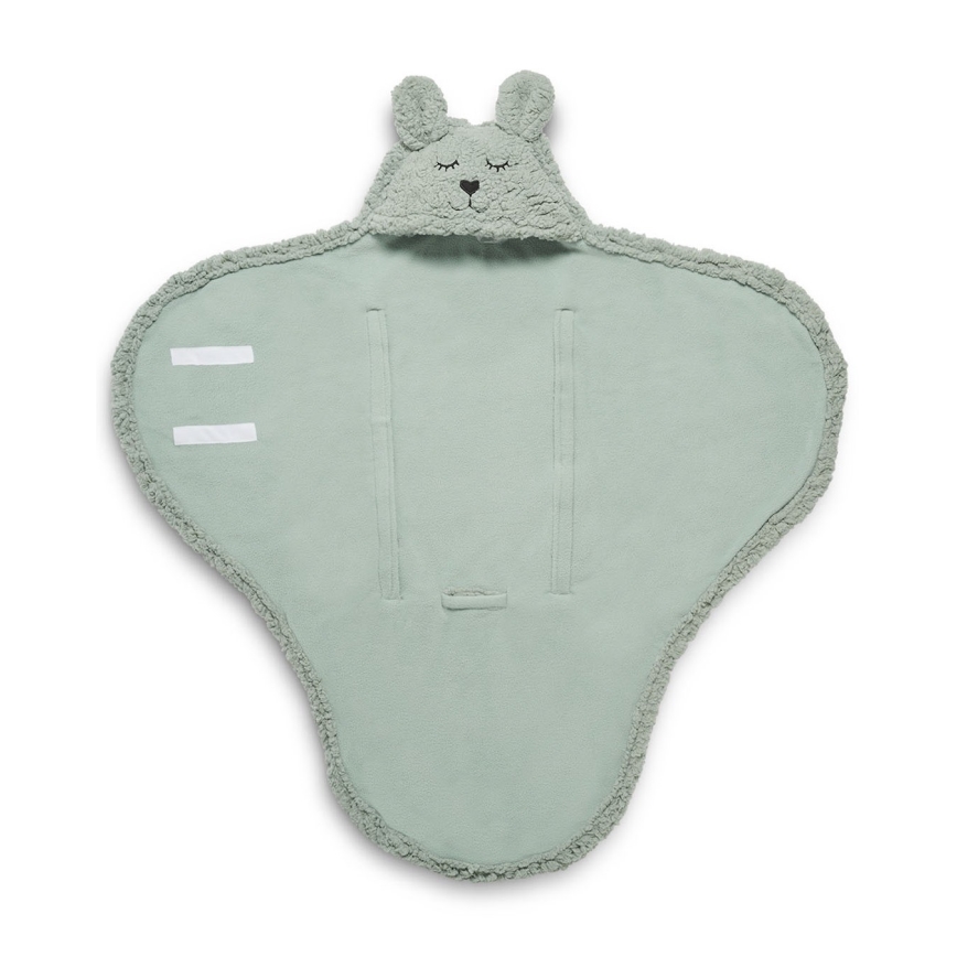 Jollein - Cobertor para envolver fleece Bunny 100x105 cm Ash Green