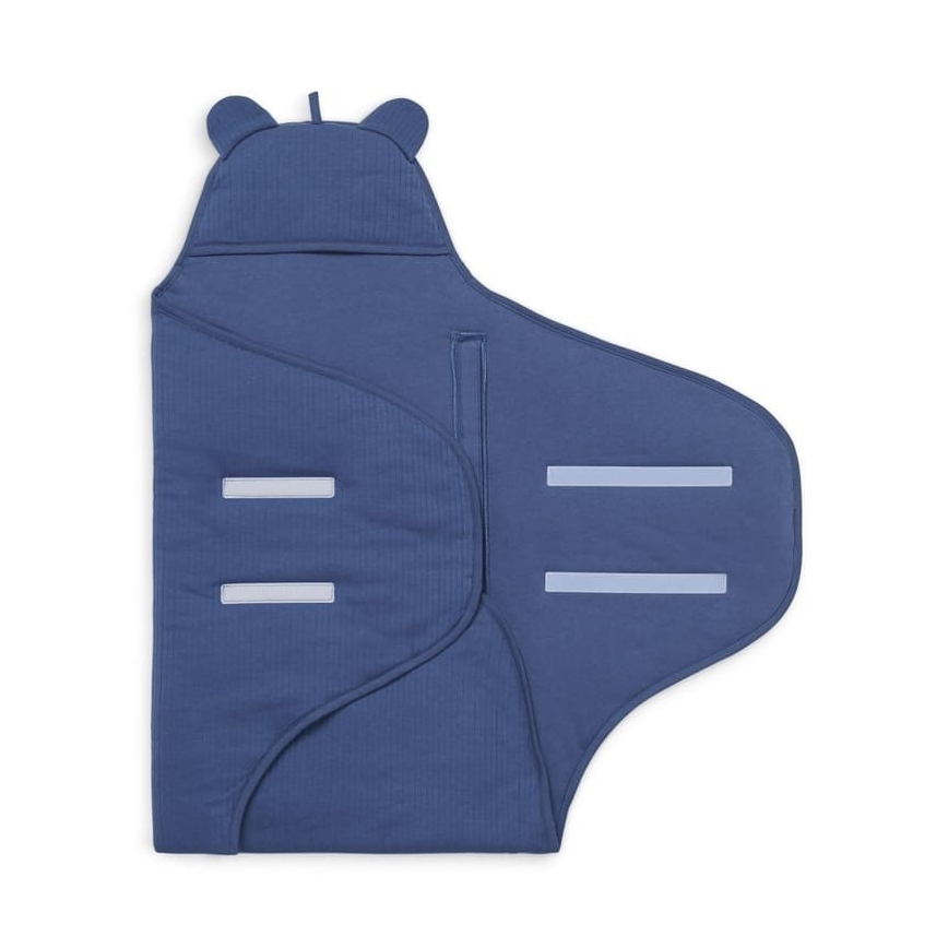 Jollein - Manta para envolver o bebé em algodão BASIC STRIPE 100x105 cm Jeans Blue