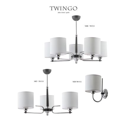 Jupiter 1408 - TW 5 G - Candelabro pendente TWINGO 5xE27/60W/230V