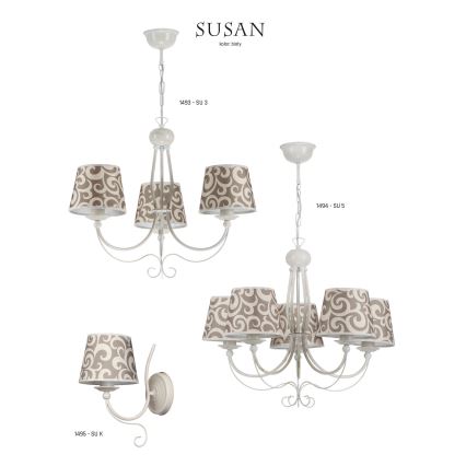 Jupiter 1493 - Candelabro numa corrente SUSAN 3xE27/60W/230V