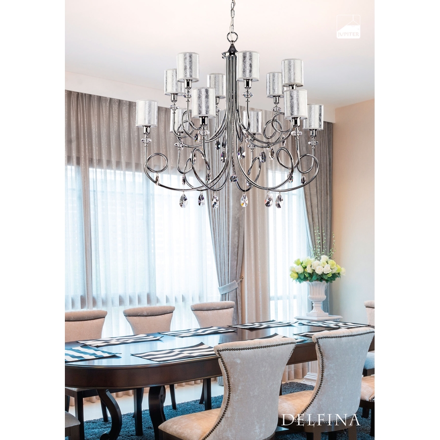Jupiter 1596 - DE 12 CH - Candelabro de cristal DELFINA 12xE14/40W