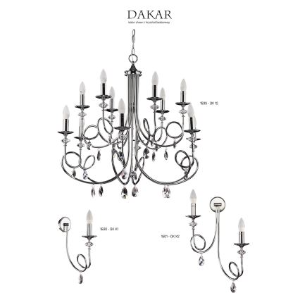 Jupiter 1601 - DK K2 CH - Luz de parede DAKAR 2xE14/40W