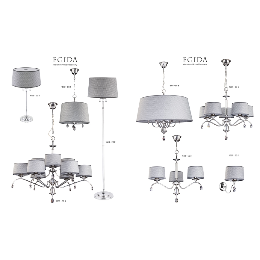 Jupiter 1609 - EG P CH - Candeeiro de chão de cristal EGIDA 3xE27/60W/230V