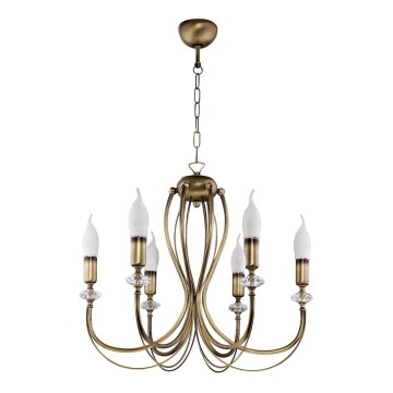 Jupiter 1612 - Candelabro numa corrente MELODY 6xE14/40W/230V bronze pátina