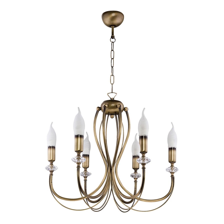 Jupiter 1612 - Candelabro numa corrente MELODY 6xE14/40W/230V bronze pátina