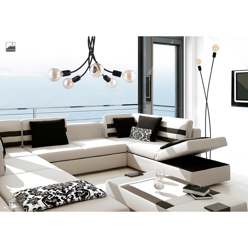 Jupiter 1640 - Candelabro pendente LUCE 5xE27/60W/230V preto antigo