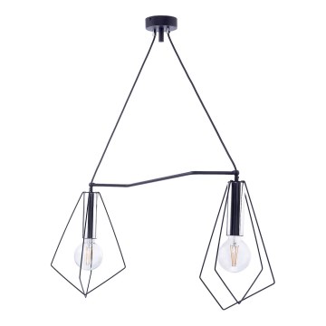Jupiter 1662 - Candeeiro suspenso KAIR 2xE27/60W/230V preto/cromado brilhante