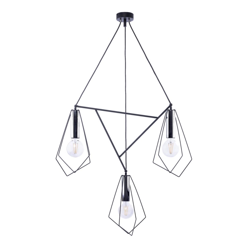 Jupiter 1663 - Candeeiro suspenso KAIR 3xE27/60W/230V preto/cromado brilhante