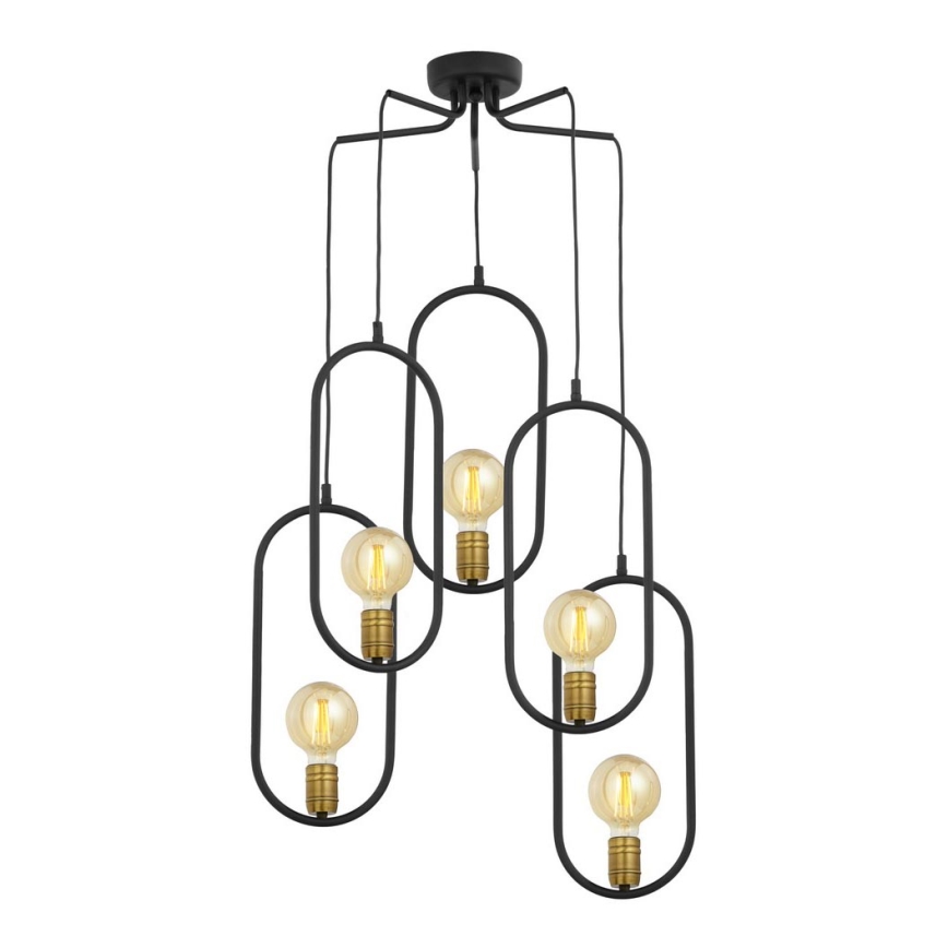 Jupiter 1819 - PI5 E27 - Candelabro num fio PONTI 5xE14/40W/230V preto antigo