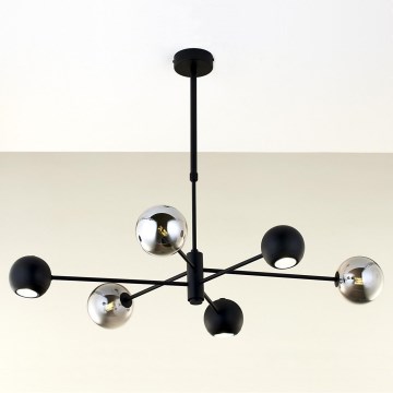 Jupiter 1974 - Candeeiro suspenso MOKA 3xGU10/10W/230V + 3xG9/10W/230V preto/cromado brilhante