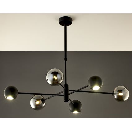 Jupiter 1974 - Candeeiro suspenso MOKA 3xGU10/10W/230V + 3xG9/10W/230V preto/cromado brilhante
