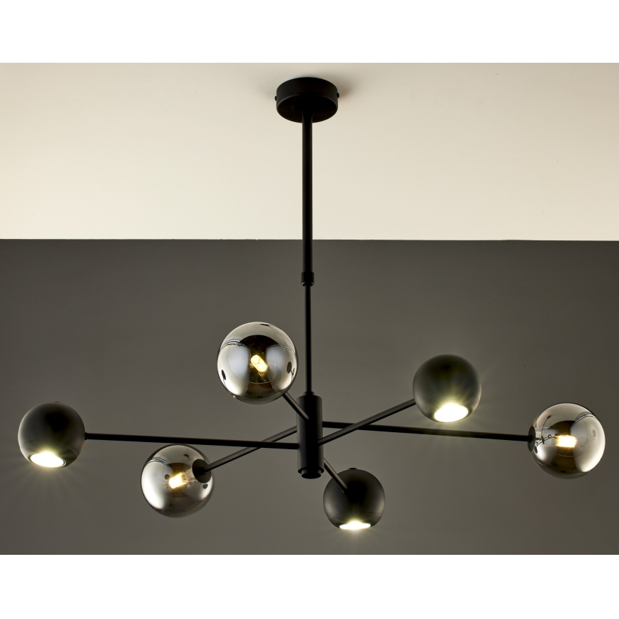 Jupiter 1974 - Candeeiro suspenso MOKA 3xGU10/10W/230V + 3xG9/10W/230V preto/cromado brilhante