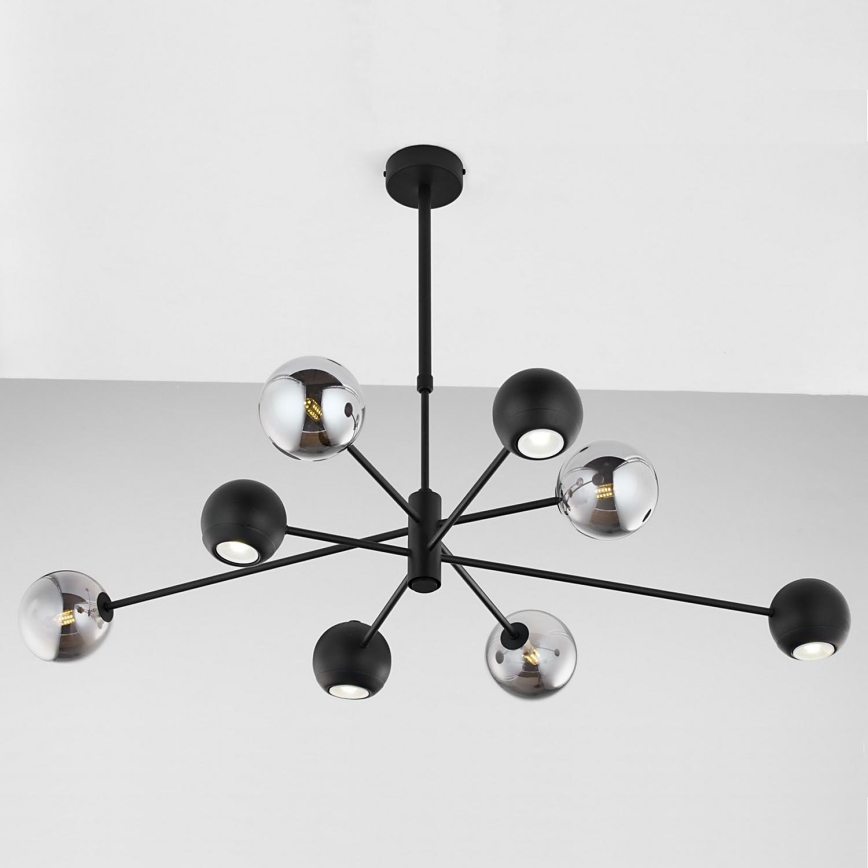 Jupiter 1975 - Candeeiro suspenso MOKA 4xGU10/10W/230V + 4xG9/10W/230V preto/cromado brilhante