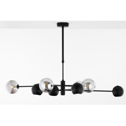 Jupiter 1975 - Candeeiro suspenso MOKA 4xGU10/10W/230V + 4xG9/10W/230V preto/cromado brilhante