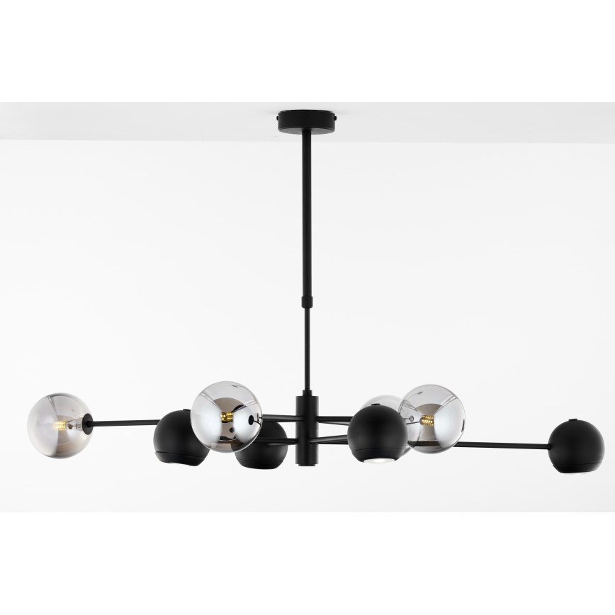 Jupiter 1975 - Candeeiro suspenso MOKA 4xGU10/10W/230V + 4xG9/10W/230V preto/cromado brilhante