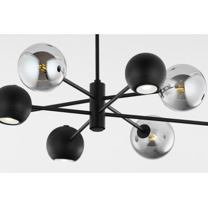 Jupiter 1975 - Candeeiro suspenso MOKA 4xGU10/10W/230V + 4xG9/10W/230V preto/cromado brilhante