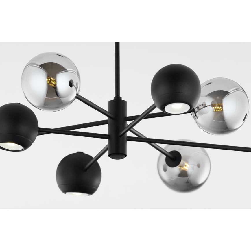 Jupiter 1975 - Candeeiro suspenso MOKA 4xGU10/10W/230V + 4xG9/10W/230V preto/cromado brilhante
