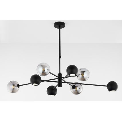 Jupiter 1975 - Candeeiro suspenso MOKA 4xGU10/10W/230V + 4xG9/10W/230V preto/cromado brilhante
