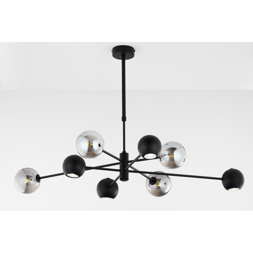Jupiter 1975 - Candeeiro suspenso MOKA 4xGU10/10W/230V + 4xG9/10W/230V preto/cromado brilhante