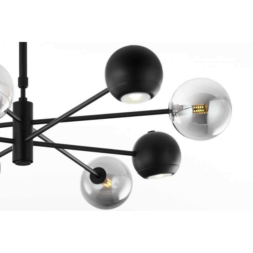 Jupiter 1975 - Candeeiro suspenso MOKA 4xGU10/10W/230V + 4xG9/10W/230V preto/cromado brilhante