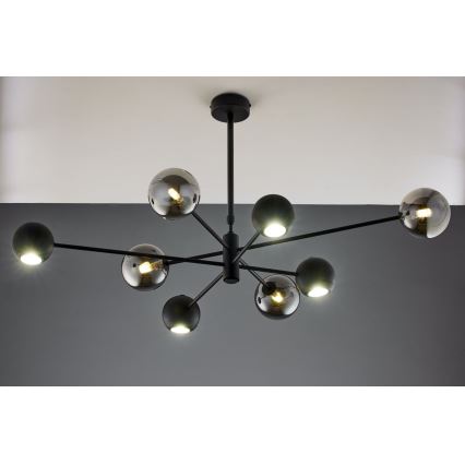 Jupiter 1975 - Candeeiro suspenso MOKA 4xGU10/10W/230V + 4xG9/10W/230V preto/cromado brilhante