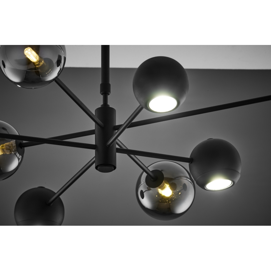 Jupiter 1975 - Candeeiro suspenso MOKA 4xGU10/10W/230V + 4xG9/10W/230V preto/cromado brilhante