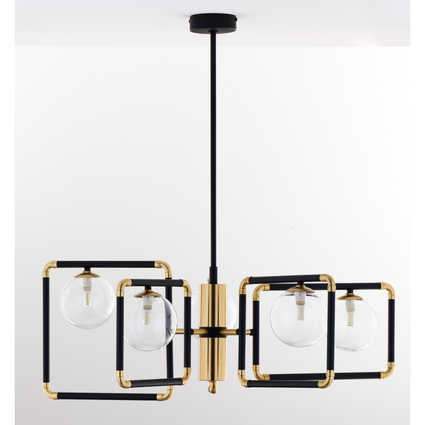 Jupiter 1985 - Candelabro suspenso IBRA 5xG9/10W/230V preto/dourada