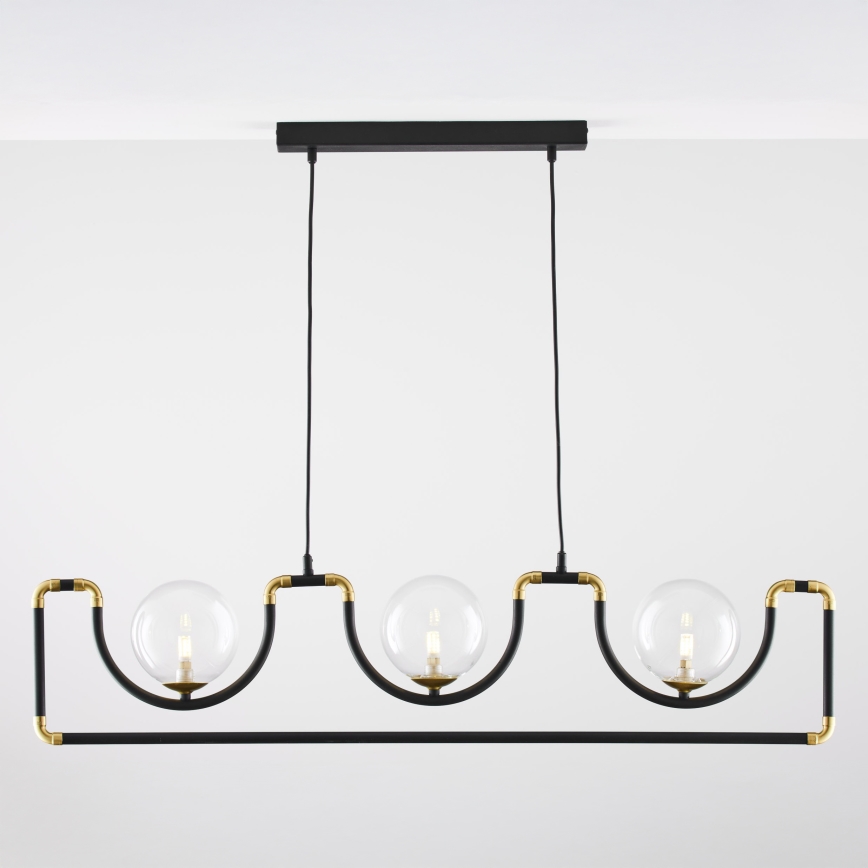 Jupiter 1990 - Candeeiro suspenso HANZA 3xG9/10W/230V preto/dourado