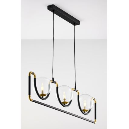 Jupiter 1990 - Candeeiro suspenso HANZA 3xG9/10W/230V preto/dourado