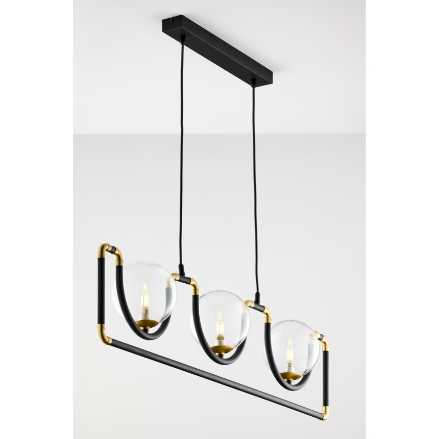 Jupiter 1990 - Candeeiro suspenso HANZA 3xG9/10W/230V preto/dourado