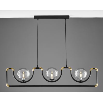 Jupiter 1990 - Candeeiro suspenso HANZA 3xG9/10W/230V preto/dourado