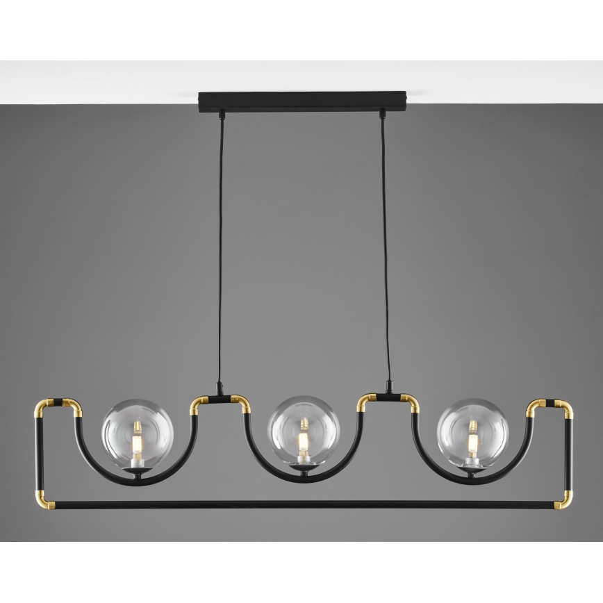 Jupiter 1990 - Candeeiro suspenso HANZA 3xG9/10W/230V preto/dourado