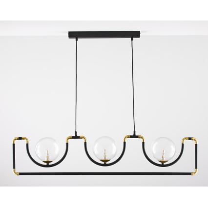 Jupiter 1990 - Candeeiro suspenso HANZA 3xG9/10W/230V preto/dourado