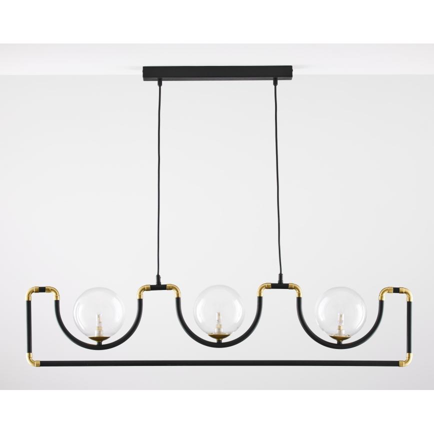 Jupiter 1990 - Candeeiro suspenso HANZA 3xG9/10W/230V preto/dourado