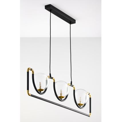 Jupiter 1990 - Candeeiro suspenso HANZA 3xG9/10W/230V preto/dourado