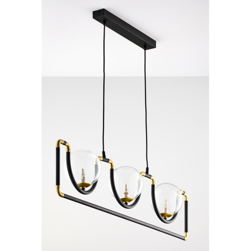 Jupiter 1990 - Candeeiro suspenso HANZA 3xG9/10W/230V preto/dourado