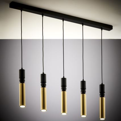 Jupiter 2012 - Candeeiro suspenso ALAS 5xGU10/10W/230V preto/dourado