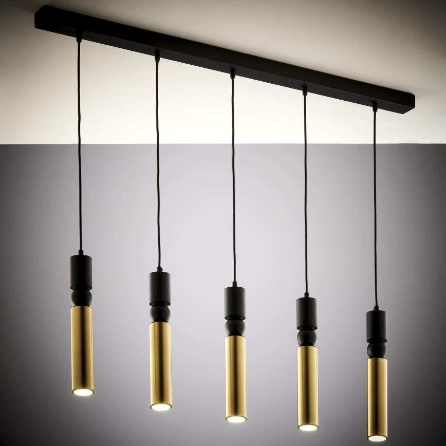 Jupiter 2012 - Candeeiro suspenso ALAS 5xGU10/10W/230V preto/dourado