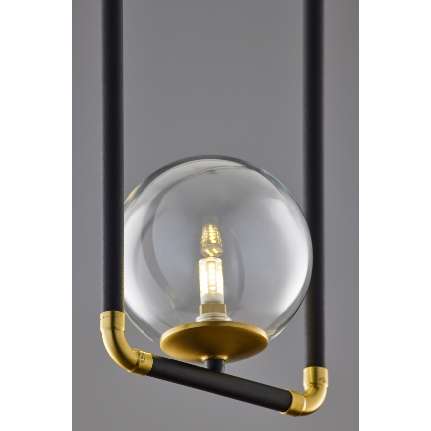 Jupiter 2023 - Candeeiro suspenso ZAFRA 1xG9/10W/230V preto/dourado/transparente